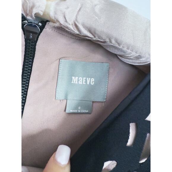 Maeve Anthropologie Laser Cut Basalt Sheath Dress 0 Black Mother of Bride Event - Picture 8 of 12